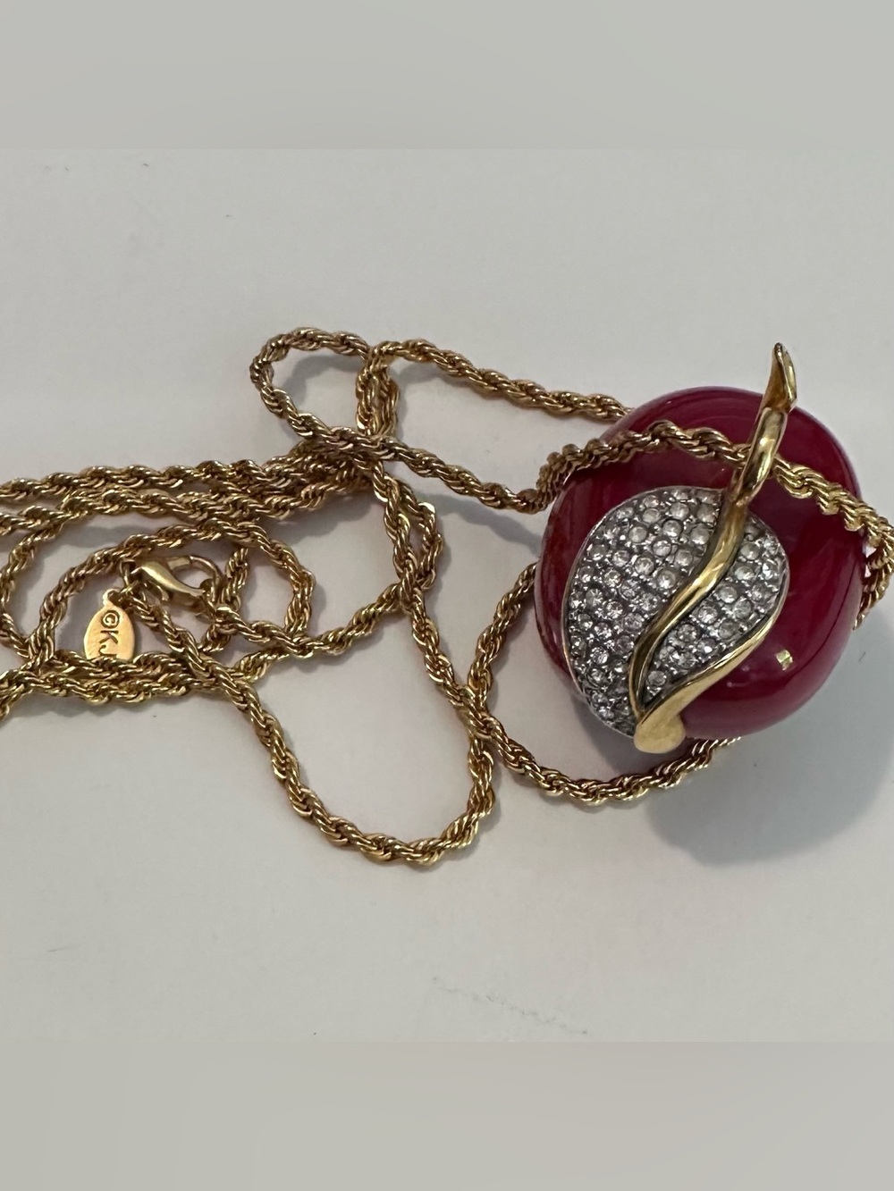 KJL Kenneth Jay Lane Red Apple Necklace